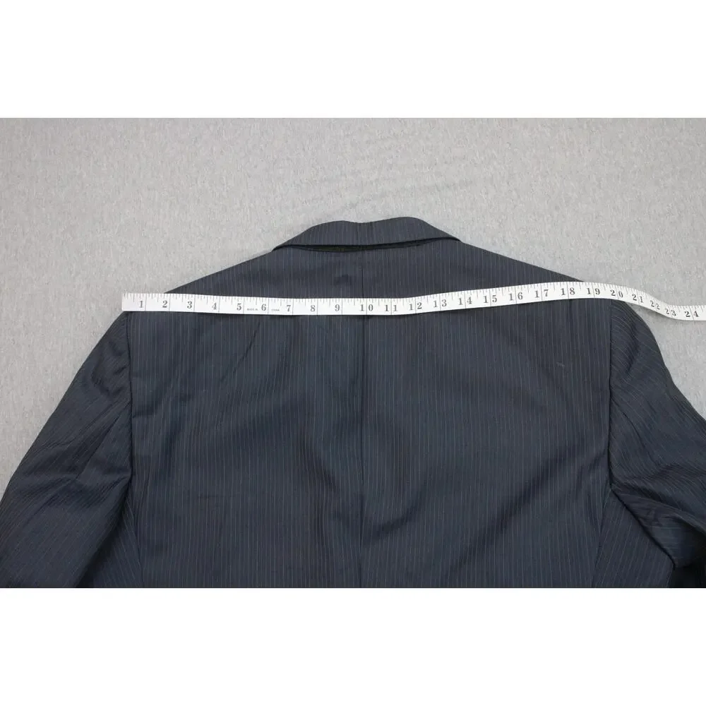 Jos A Bank Blazer Mens 42R Gray Striped Lined 2 Button Suit‎ Jacket